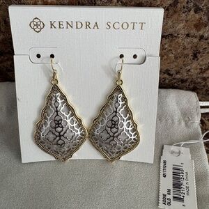 Kendra Scott Addie Gold and Silver Rhodium Plated Filigree Teardrop Earrings